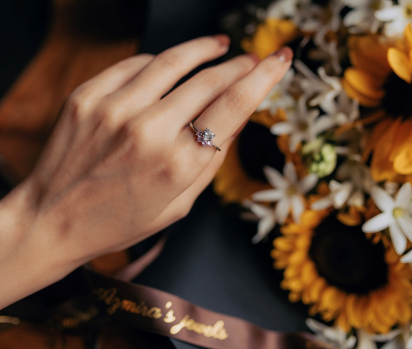 Elysian Amethyst Sparkle Ring – Elegant Oval Cut with Side Stones