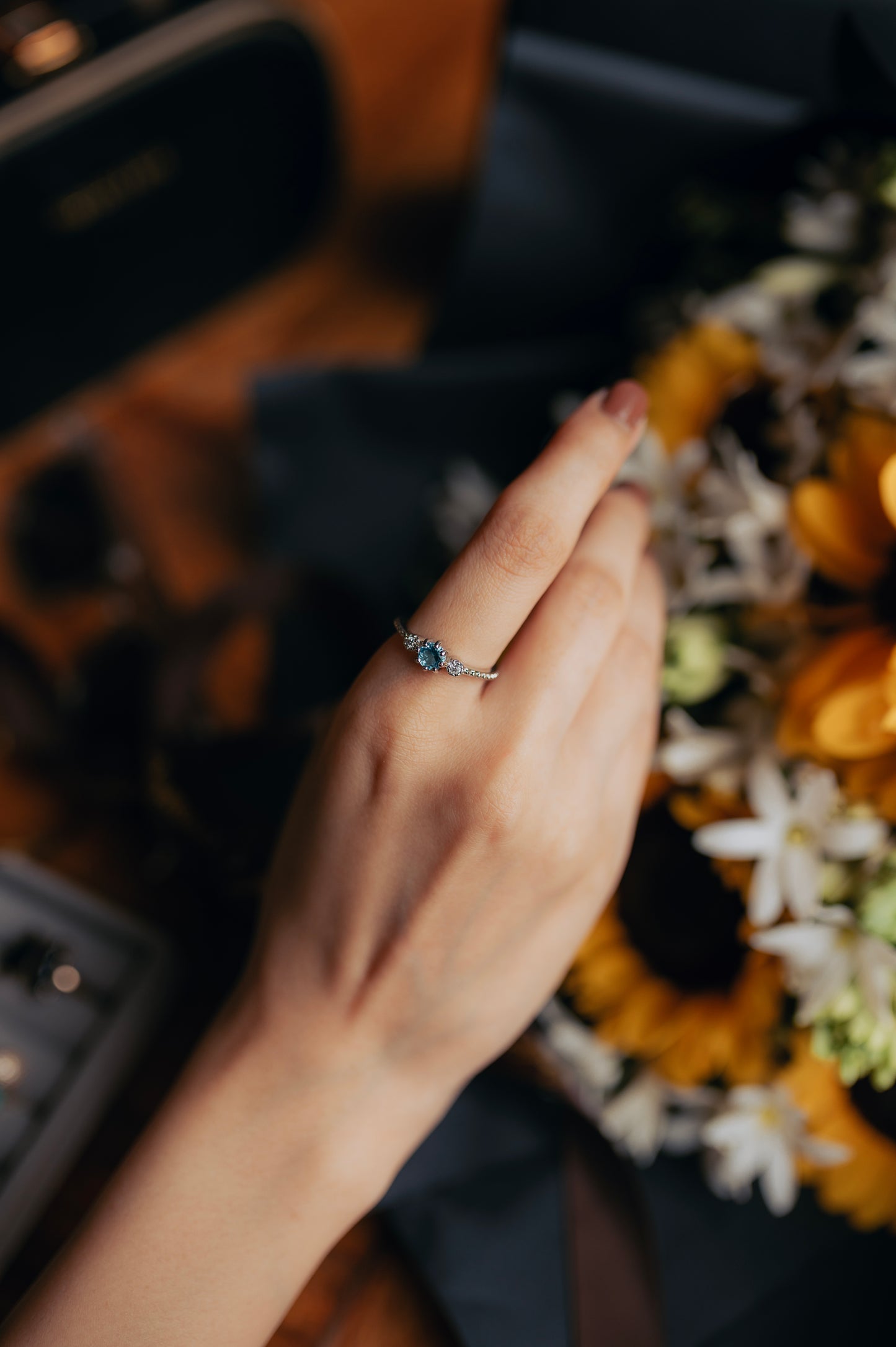 Celeste Blue Topaz Ring – Dainty Silver Engagement or Promise Ring