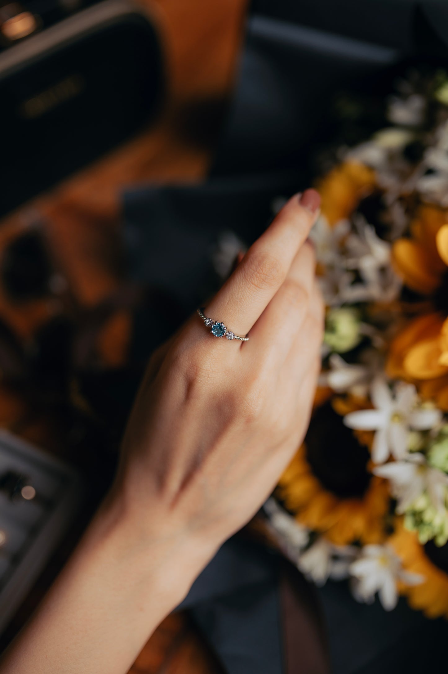 Celeste Blue Topaz Ring – Dainty Silver Engagement or Promise Ring