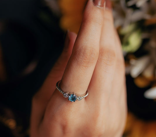 Celeste Blue Topaz Ring – Dainty Silver Engagement or Promise Ring