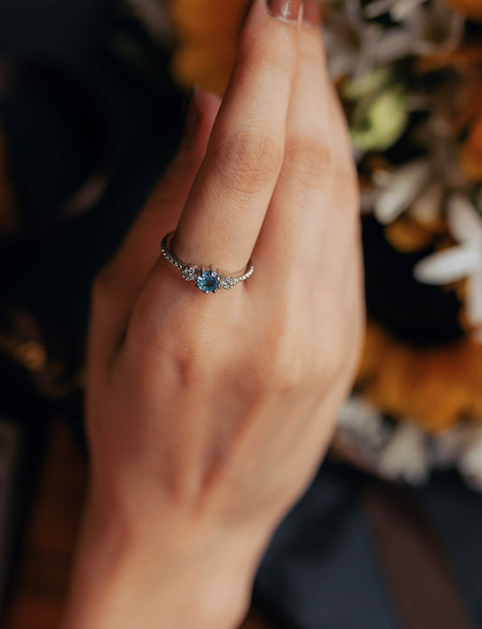 Celeste Blue Topaz Ring – Dainty Silver Engagement or Promise Ring