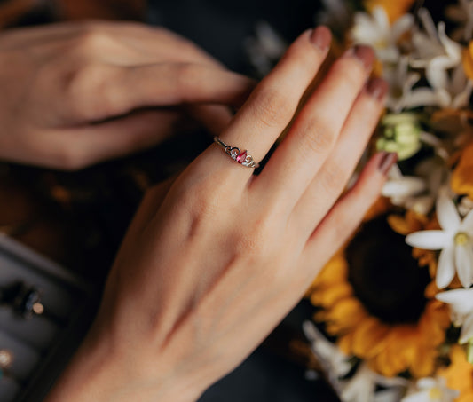 Celeste pink Topaz Ring – Dainty Silver Engagement or Promise Ring
