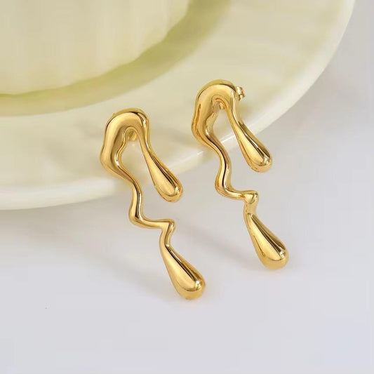 Golden Wave Zigzag Earrings