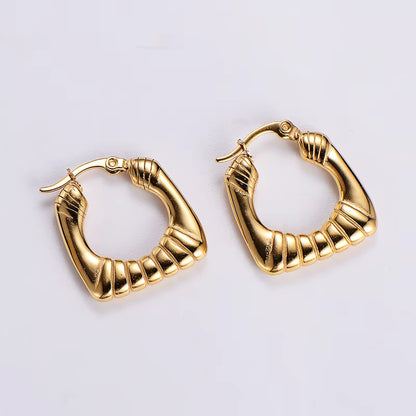 Gold Beaded Square Hoop Earrings – Stainless Steel | Azmira’s Jewels