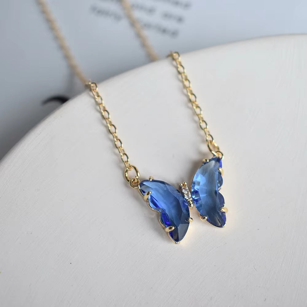 Blue Butterfly Pendant Necklace – Gold Chain | Azmira’s Jewels
