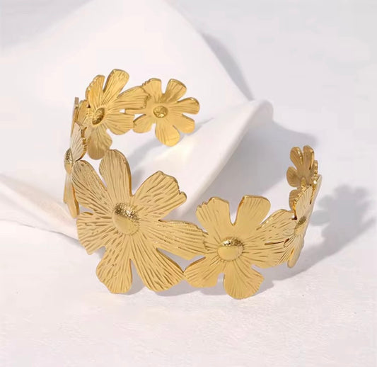 Golden Flower Whisper Cuff