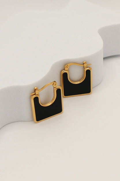 lack & Gold Geometric Hoop Earrings – Stainless Steel | Azmira’s Jewels