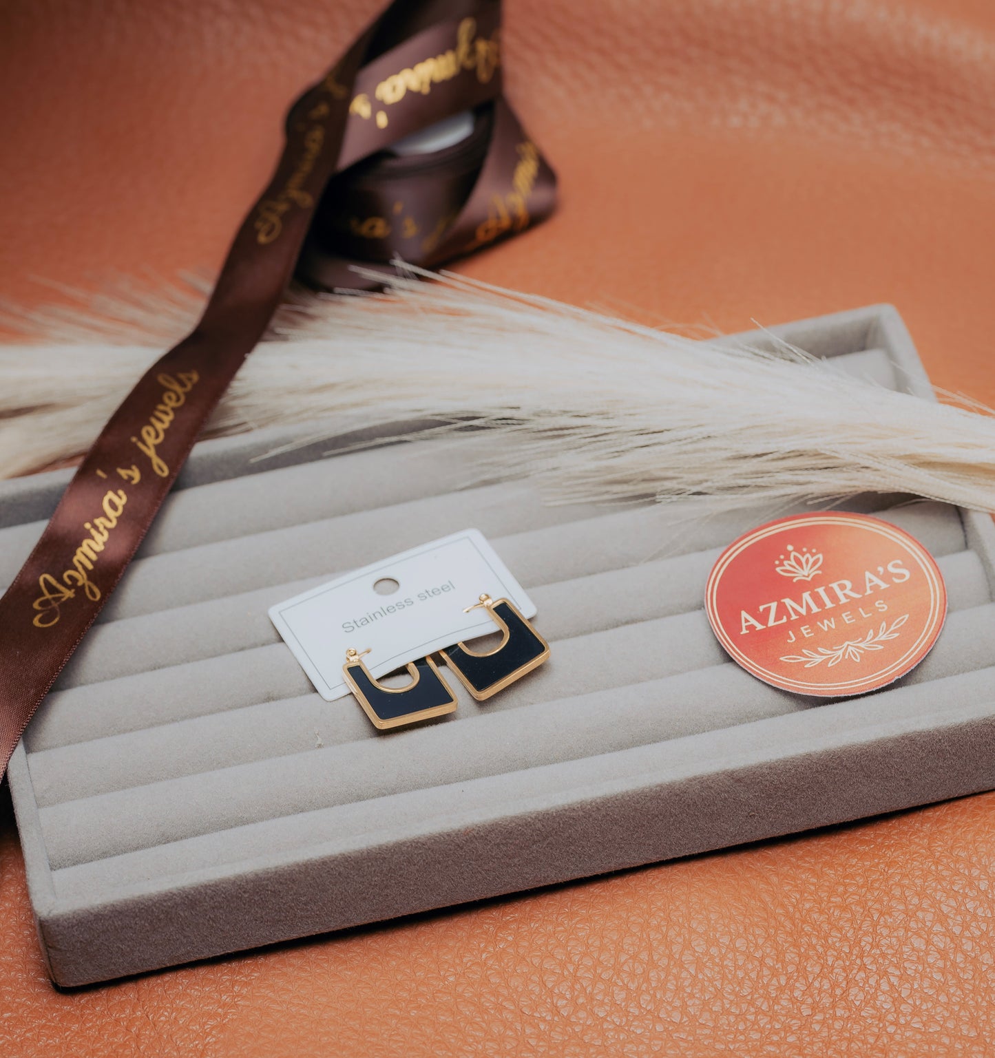 lack & Gold Geometric Hoop Earrings – Stainless Steel | Azmira’s Jewels