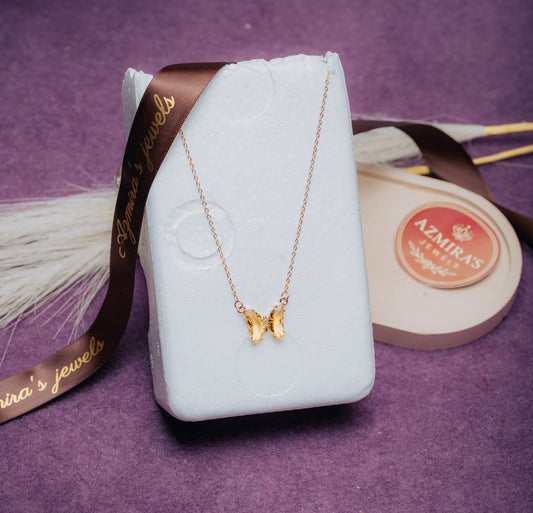 Light Yellow Butterfly Pendant Necklace – Minimalist Chain | Azmira’s Jewels