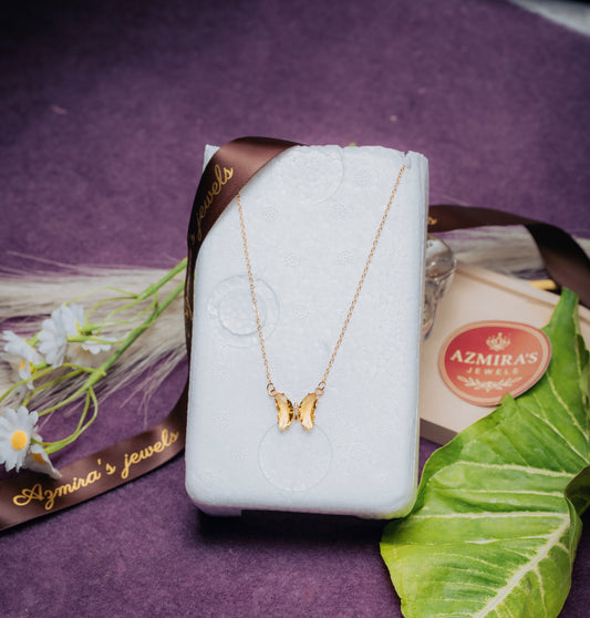 Light Yellow Butterfly Pendant Necklace – Minimalist Chain | Azmira’s Jewels
