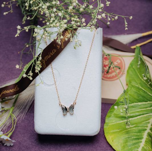 Black Butterfly Pendant Necklace – Gold Chain | Azmira’s Jewels