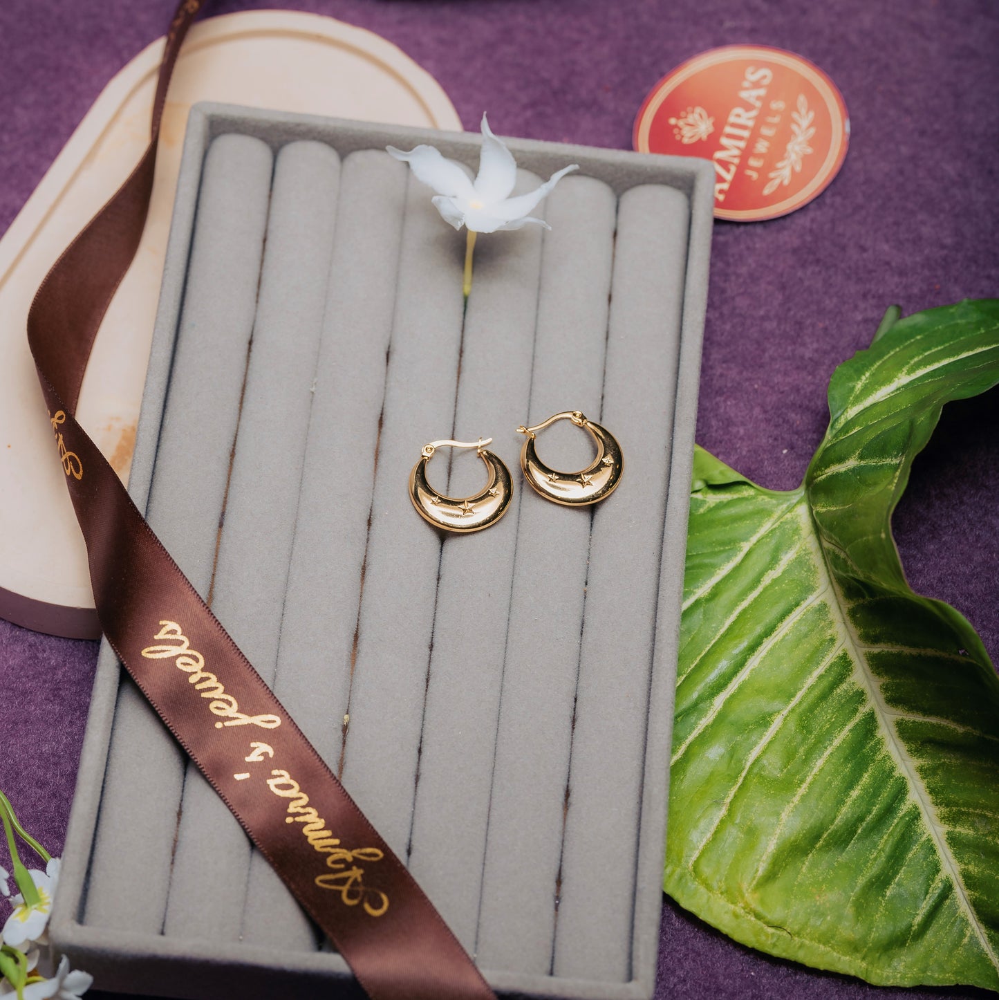 Gold Crescent Hoop Earrings – Stainless Steel | Azmira’s Jewels