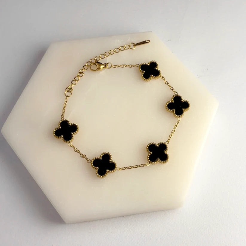 Black 4 leaf Clover Bracelet