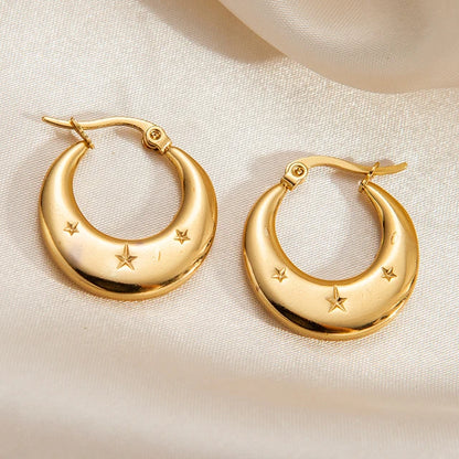 Gold Crescent Hoop Earrings – Stainless Steel | Azmira’s Jewels
