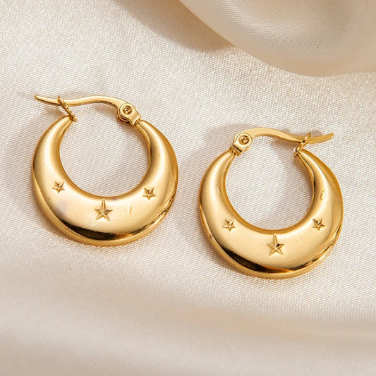 Gold Crescent Hoop Earrings – Stainless Steel | Azmira’s Jewels