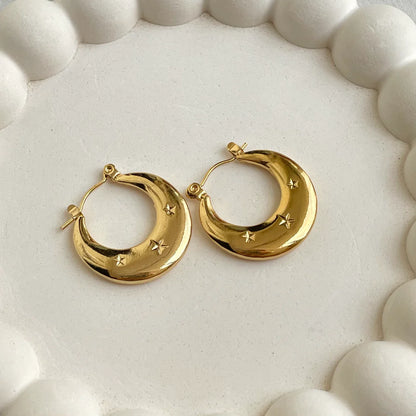Gold Crescent Hoop Earrings – Stainless Steel | Azmira’s Jewels