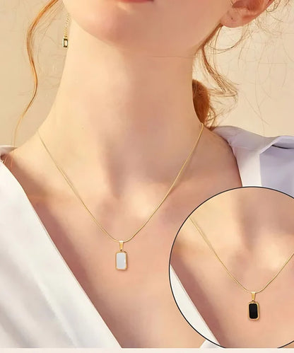 Double-Sided Stainless Steel Locket Necklace – Black & White